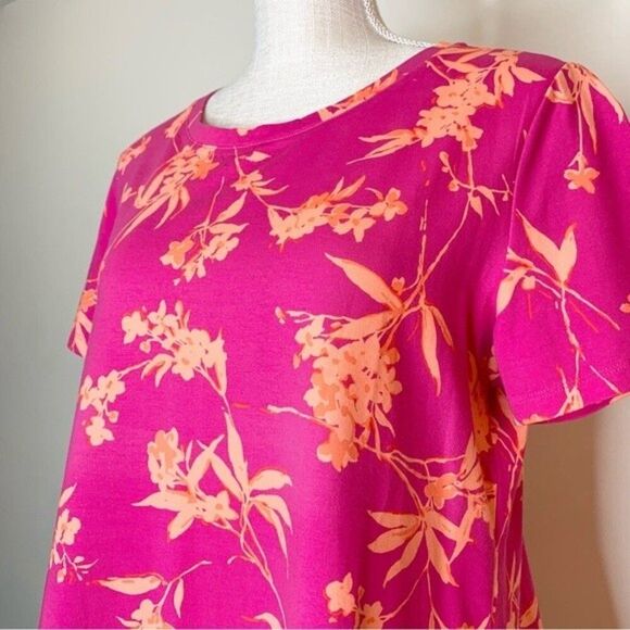 "As Is" Isaac Mizrahi Live! Floral Printed Modal Blend Swing Top Medium - Picture 3 of 9
